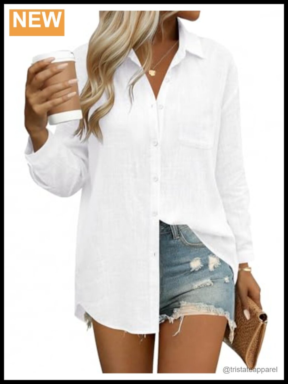 Women's Linen Cotton Long Sleeve Button Down Shirt - Oversized Lightweight